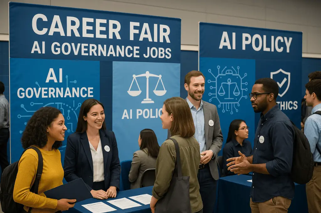 Displays a job fair fo AI Goverance careers