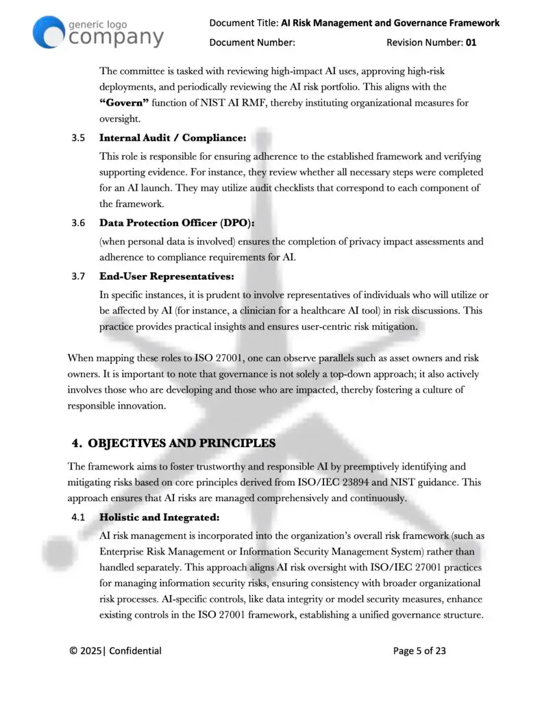 AI Risk Management and Governance Framework pg 5