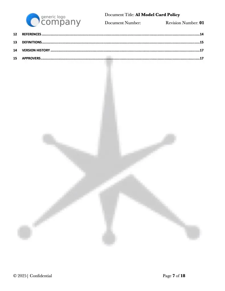 AI Model Card Policy Template 7