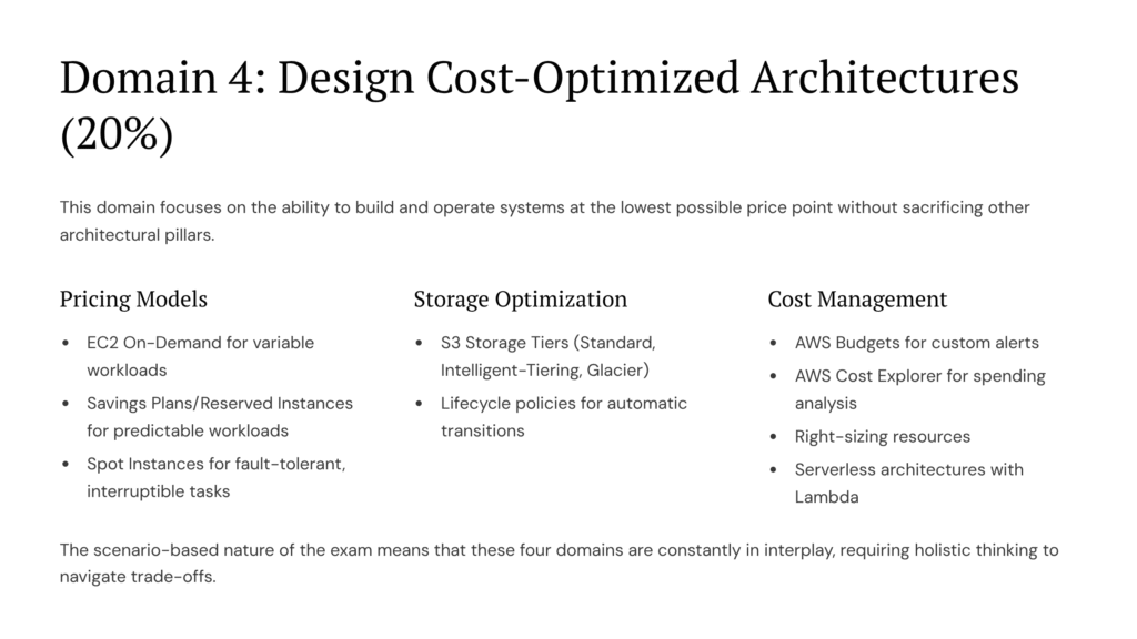 18 Domain 4 Design Cost Optimized Architectures 20percent