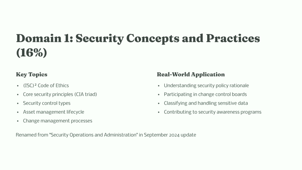 7 Domain 1 Security Concepts and Practices 16percent