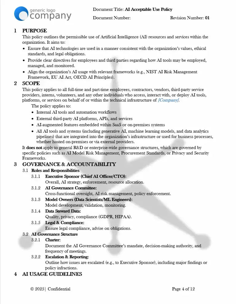 AI Acceptable Use Policy Template