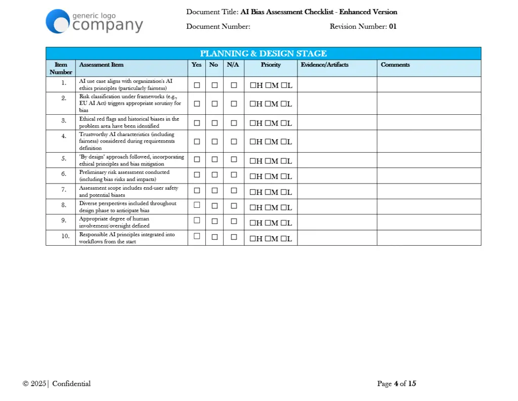AI Bias Assessment Checklist pg4