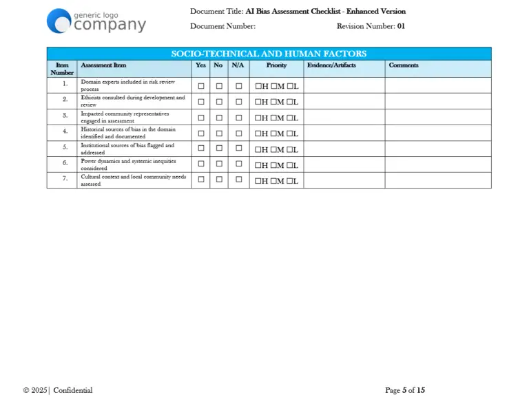 AI Bias Assessment Checklist