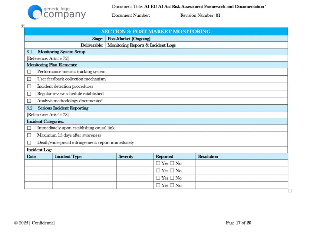 AI EU AI Act Risk Assessment Framework and Documentation pg17