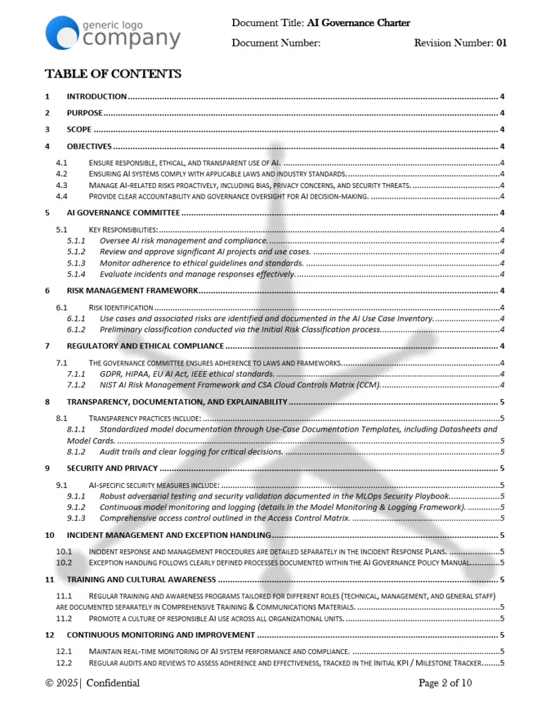 AI Governance Charter Template