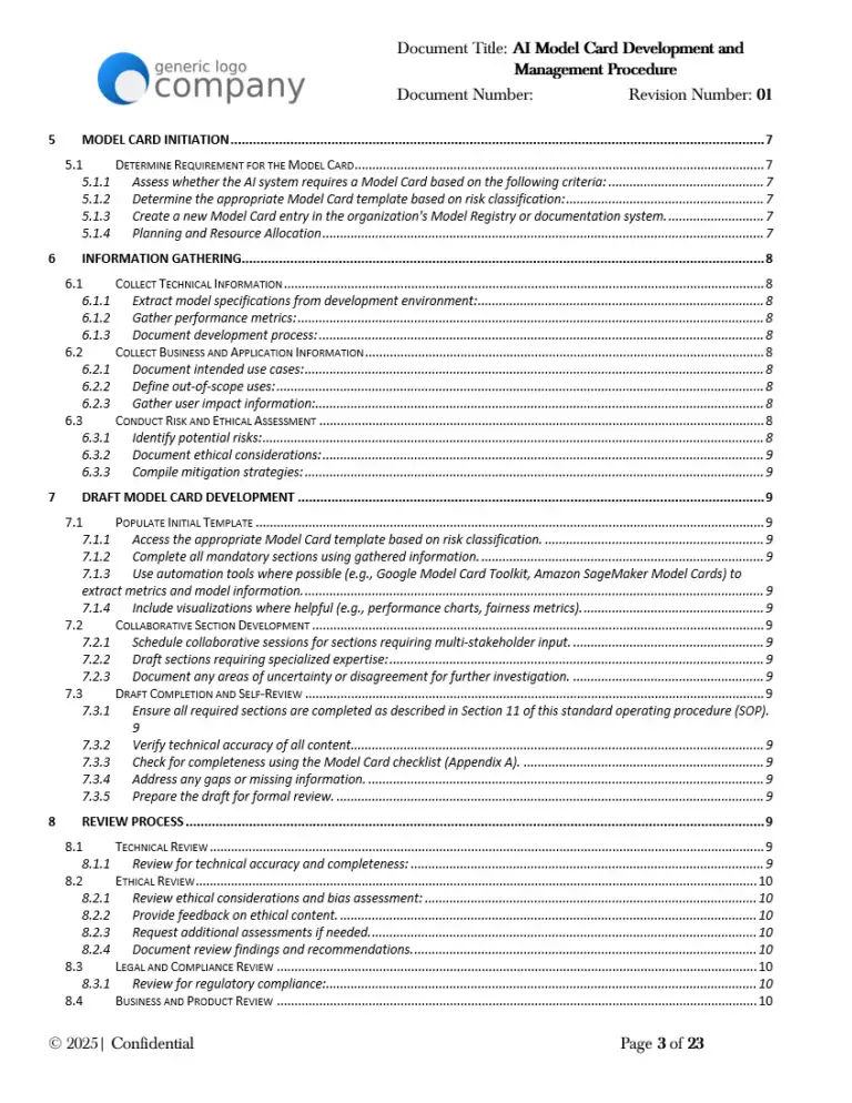 AI Model Card Development and Management Procedure pg3