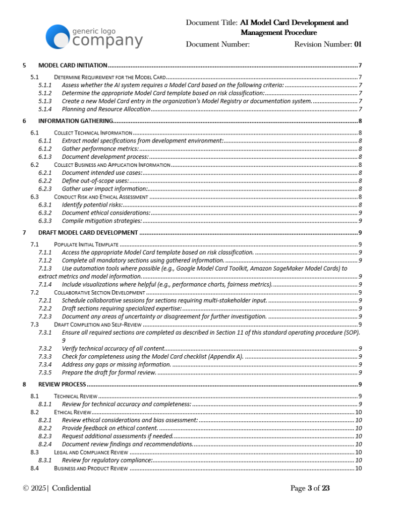 AI Model Card Development and Management Procedure pg3