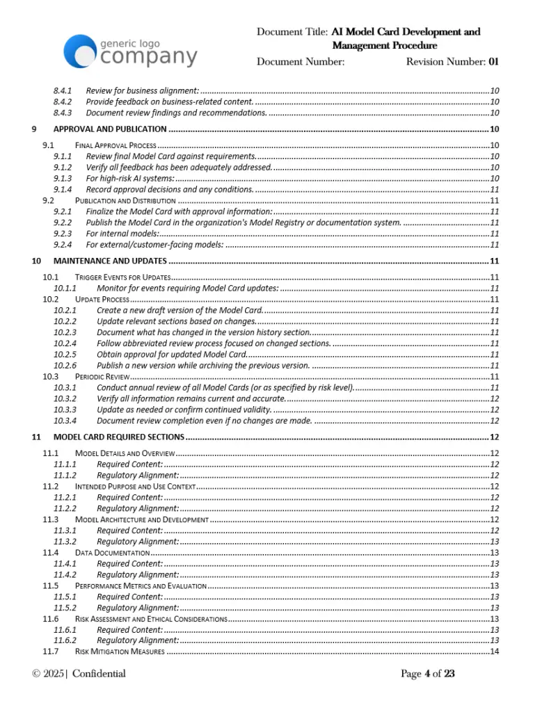 AI Model Card Development and Management Procedure pg4