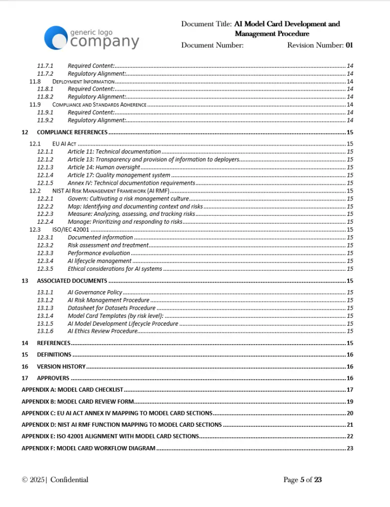 AI Model Card Development and Management Procedure pg5