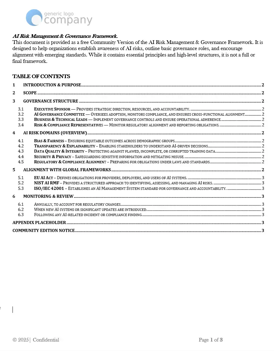 AI Risk Management and Governance, free ai risk management governance