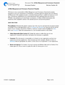 AI Risk Management and Governance Framework Template pg1