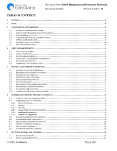 AI Risk Management and Governance Framework Template