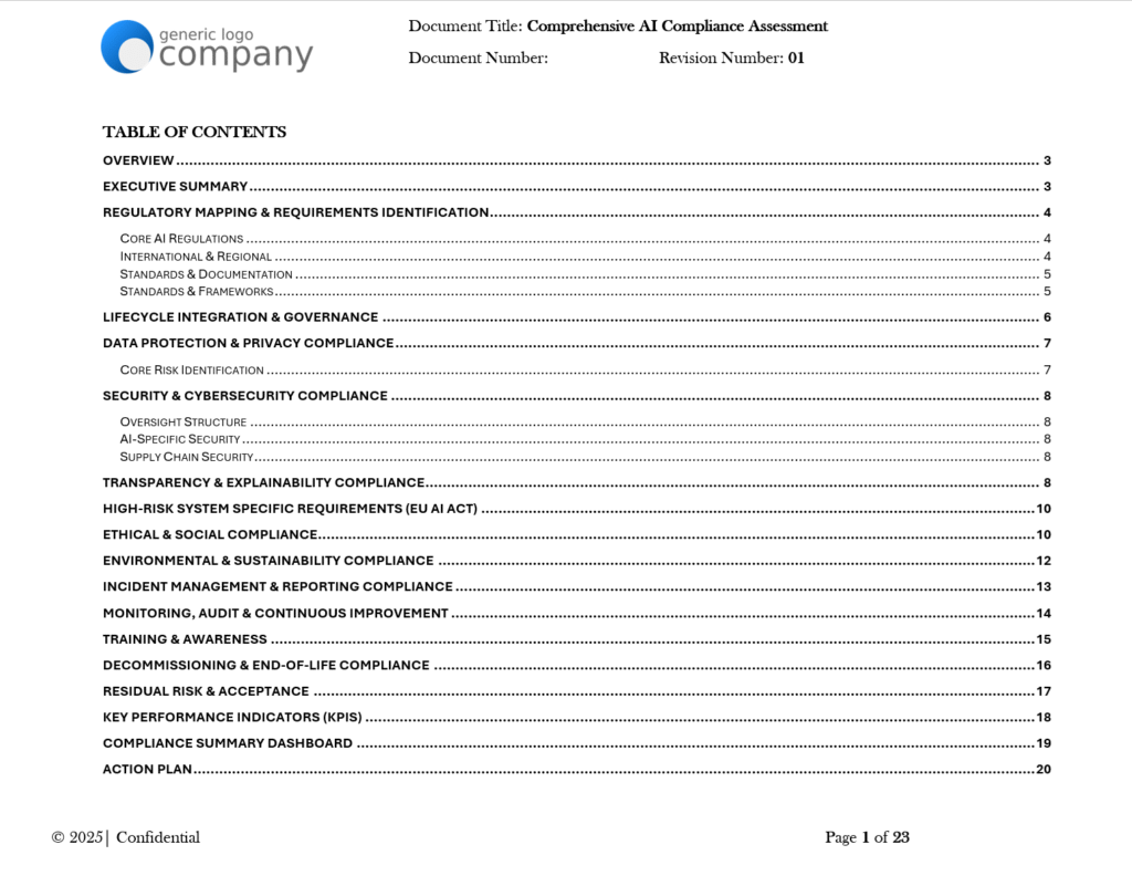 AI compliance assessment template