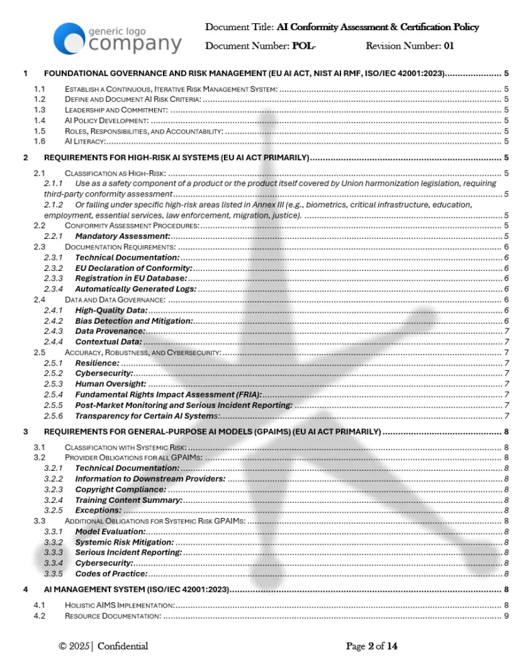 AI Conformity Assessment and Certification Policy