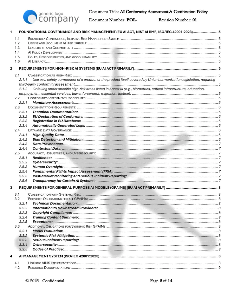 AI Conformity Assessment and Certification Policy