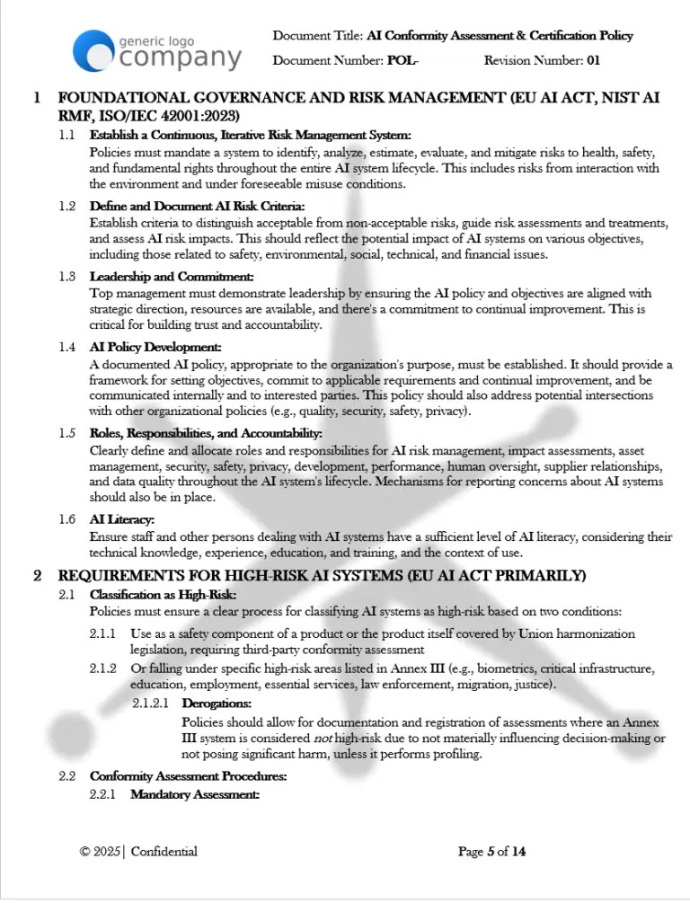 AI Conformity Assessment and Certification Policy