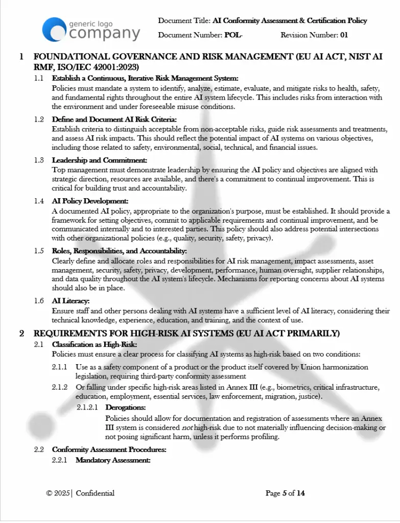 AI Conformity Assessment and Certification Policy
