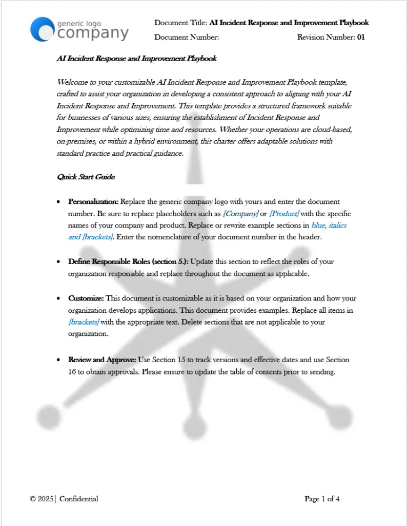 AI Incident Response and Improvement Playbook pg1