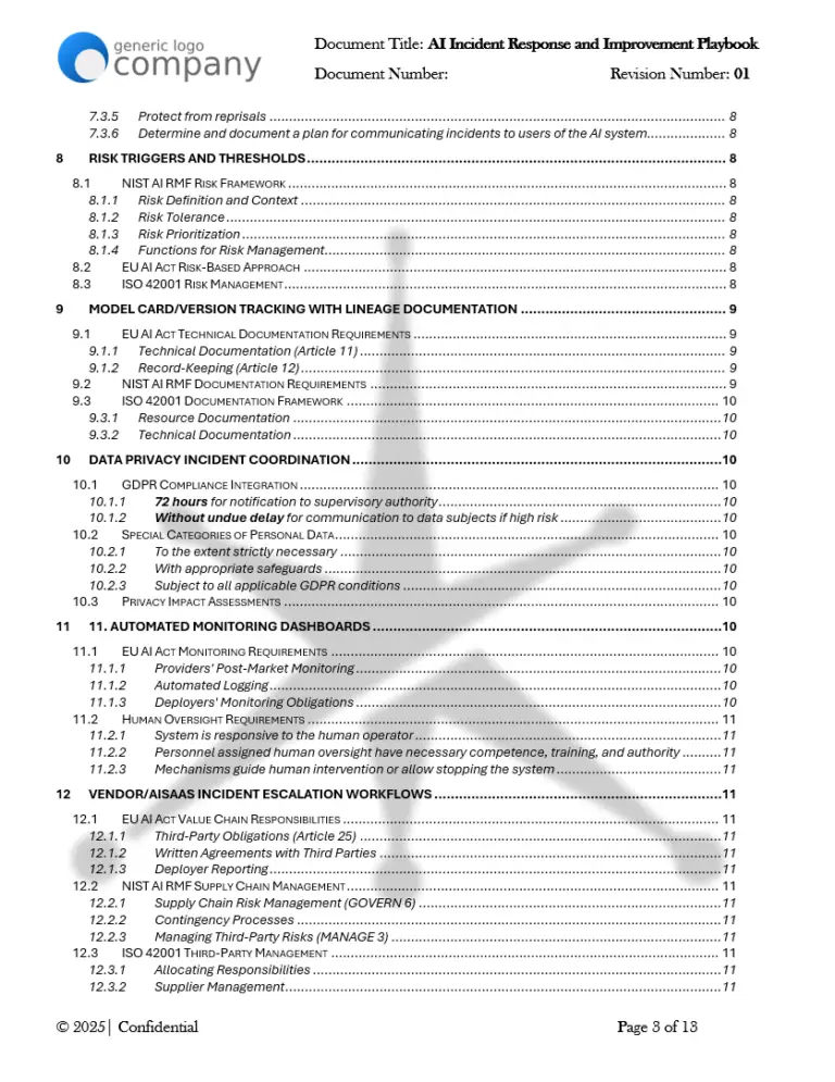 AI Incident Response and Improvement Playbook