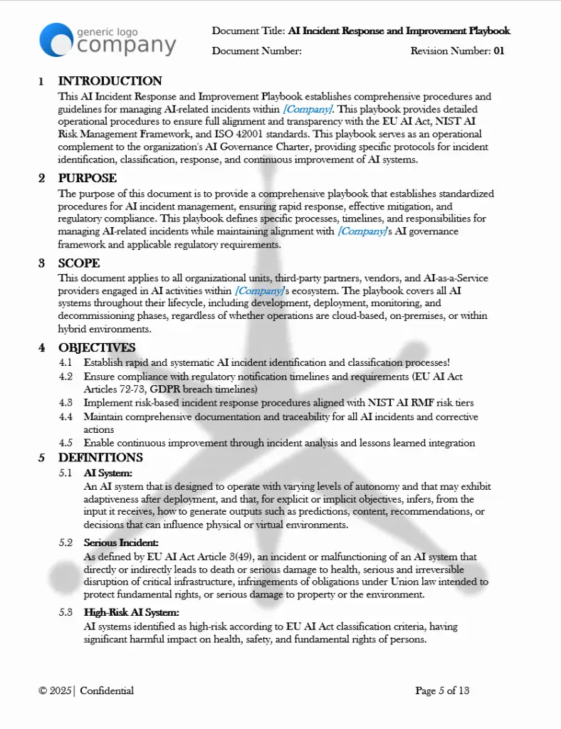 AI Incident Response and Improvement Playbook pg5