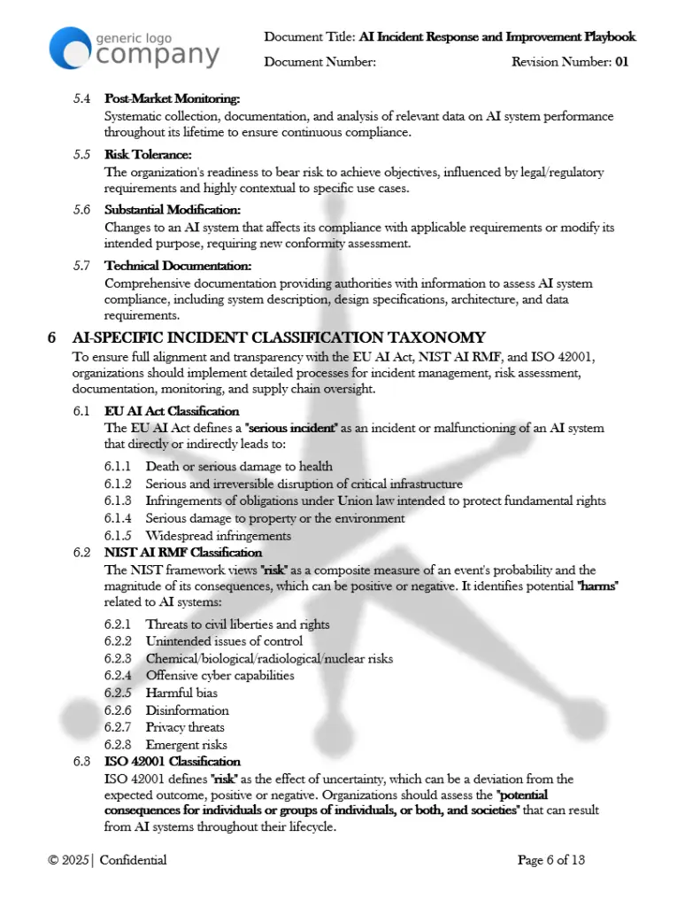 AI Incident Response and Improvement Playbook pg6