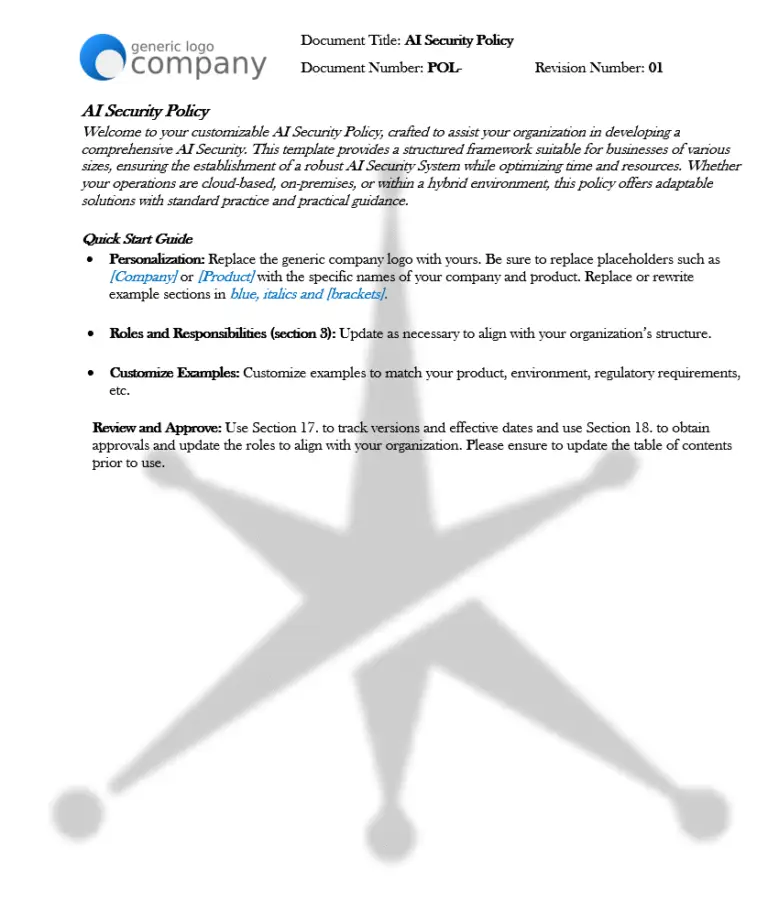 AI Security Policy Template