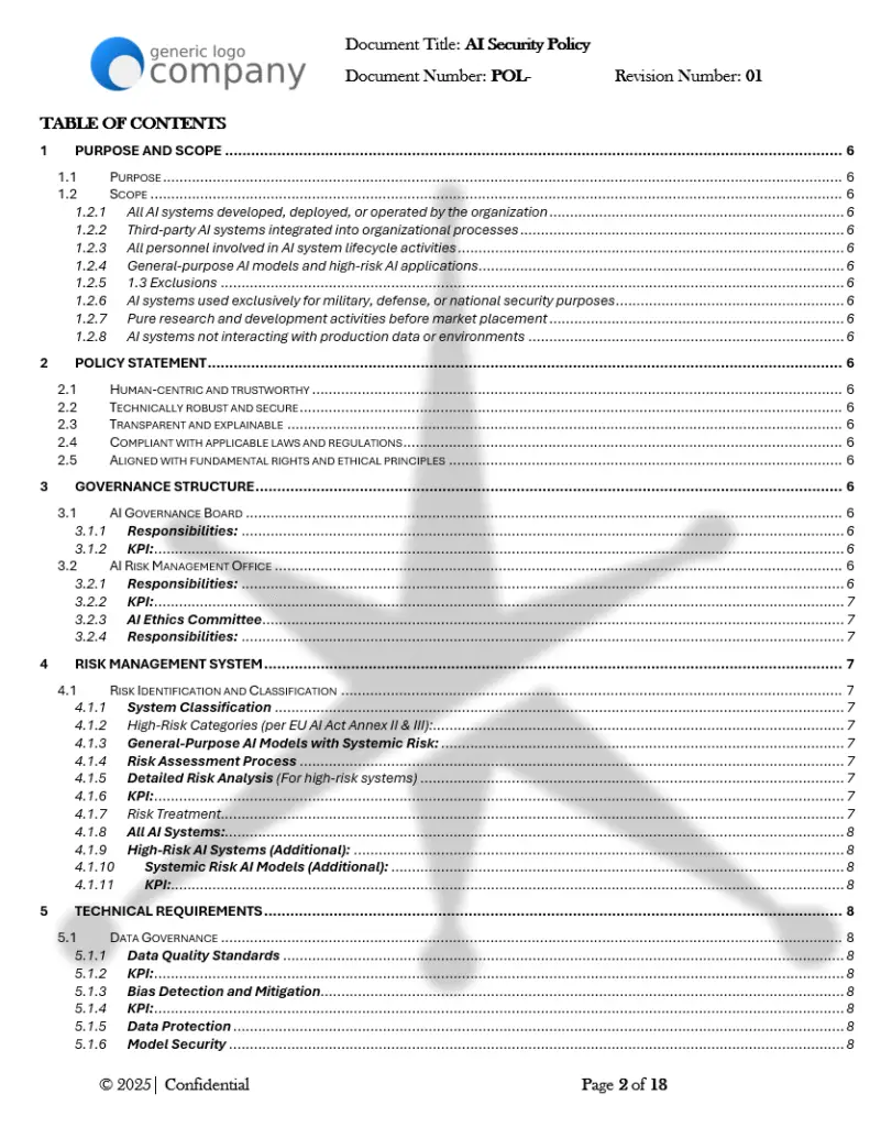 AI Security Policy Template