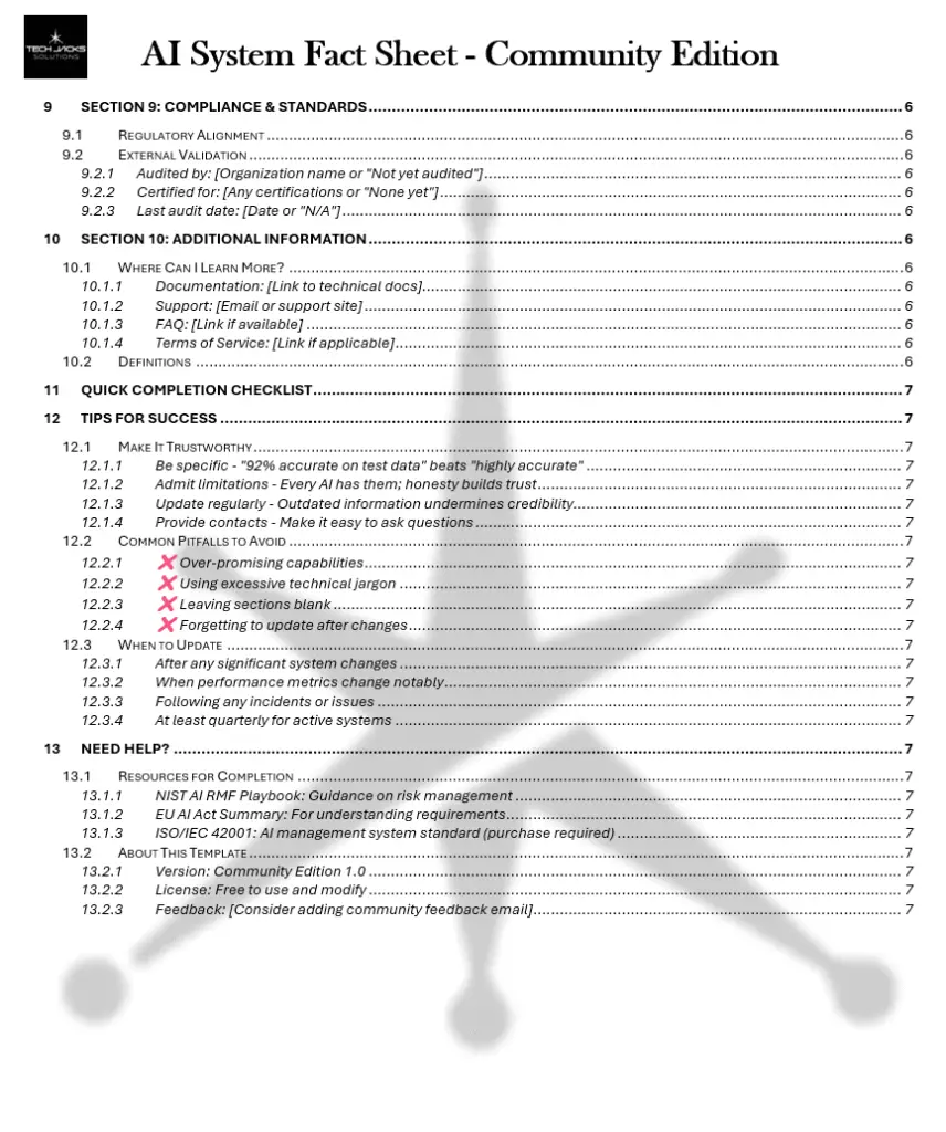 AI System Fact Sheet Community Edition pg2