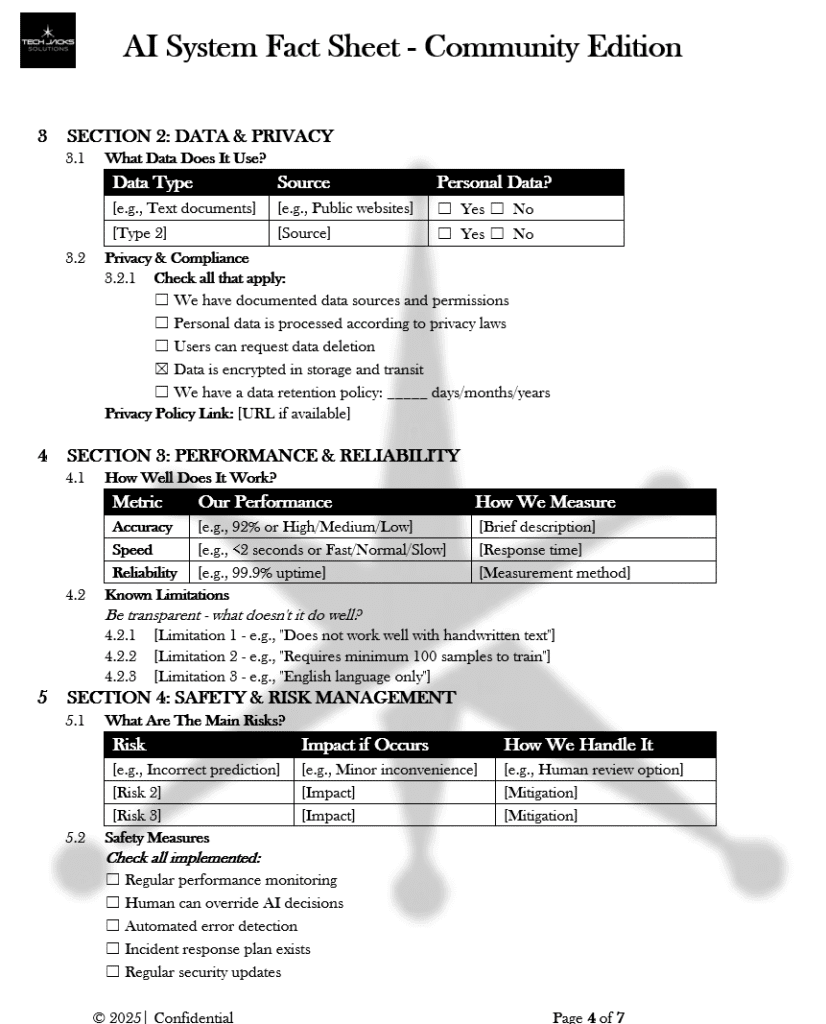 AI System Fact Sheet Community Edition pg4