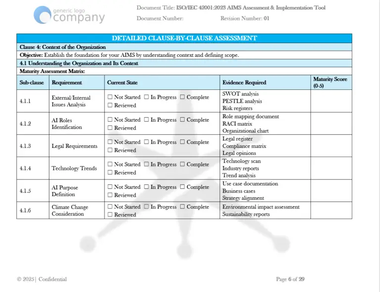 ISO 42001-2023 AIMS Assessment and Implementation Toolkit pg6