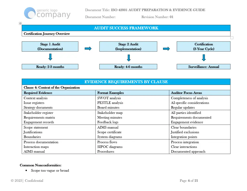 ISO 42001 Audit Preparation and Evidence Guide pg 4