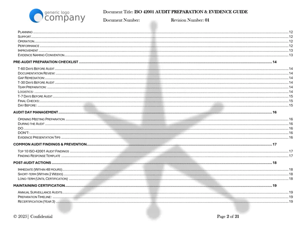 ISO 42001 Audit Preparation and Evidence Guide pg2