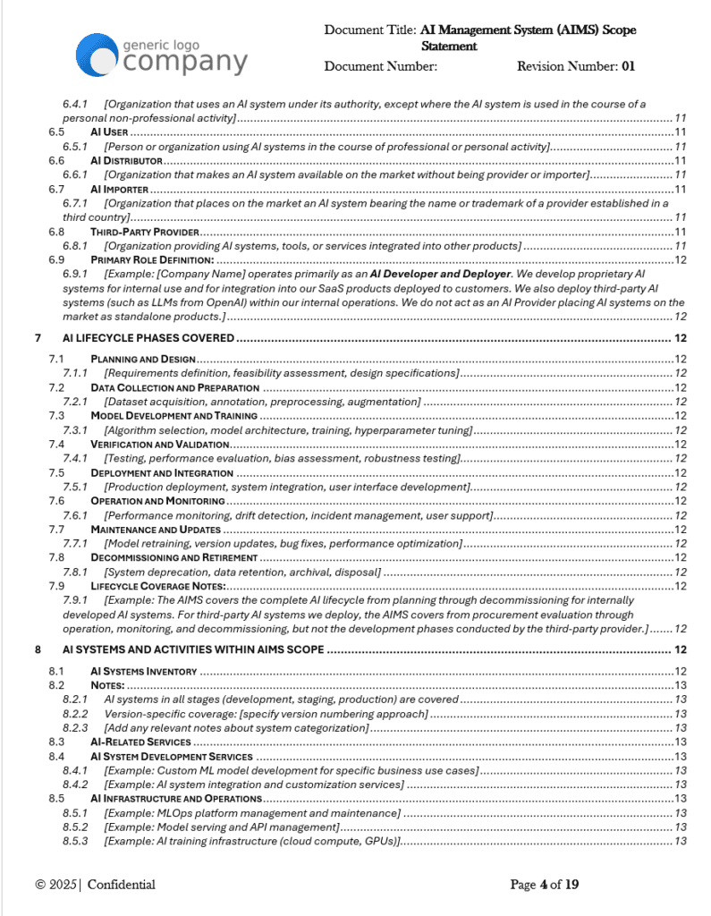 AI Management System AIMS Scope Statement Template pg4