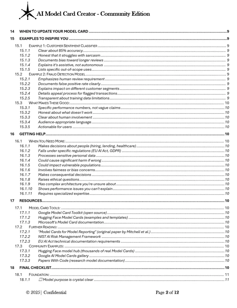 AI Model Card Creator Community Edition pg.2