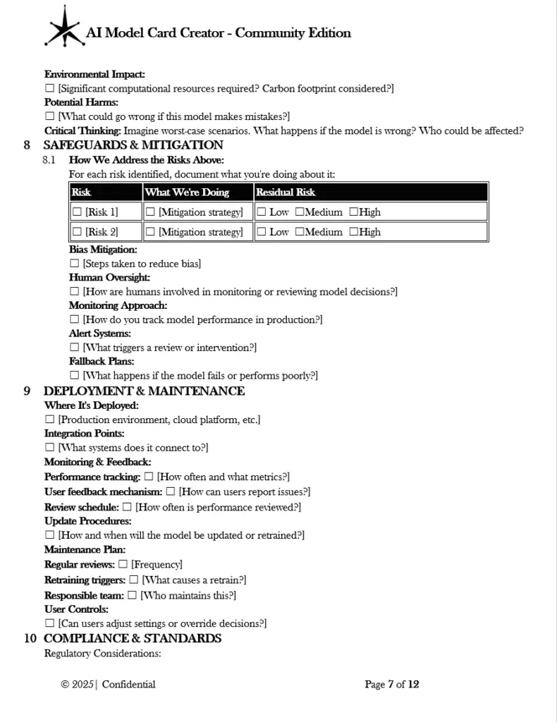 AI Model Card Creator Community Edition pg.7