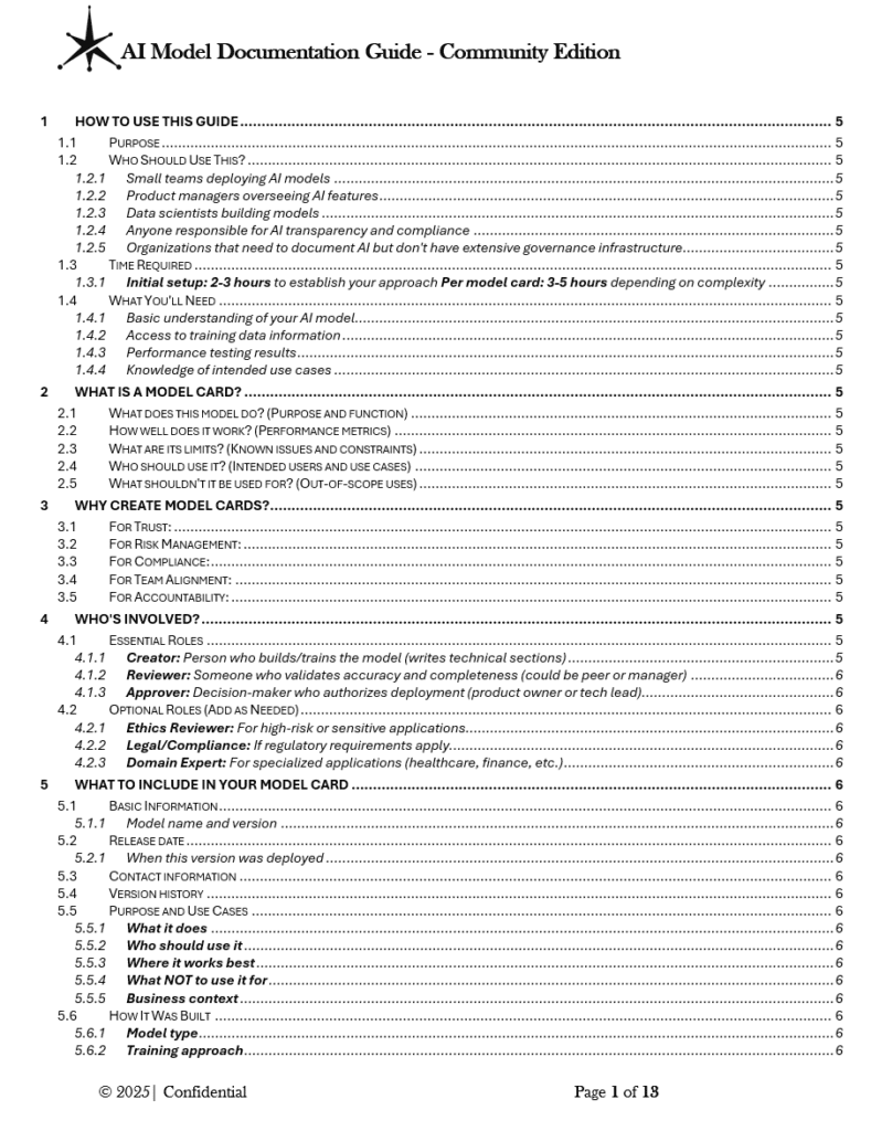 AI Model Documentation Guide Community Edition pg1