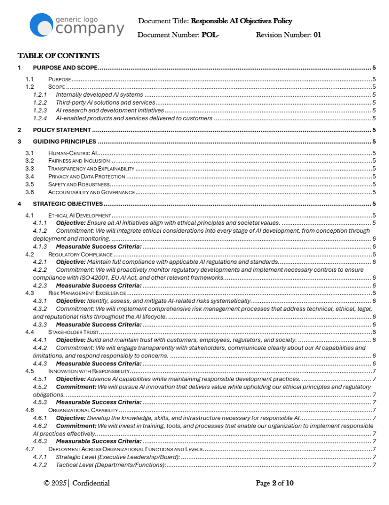 Responsible AI Objectives Policy Template pg.2