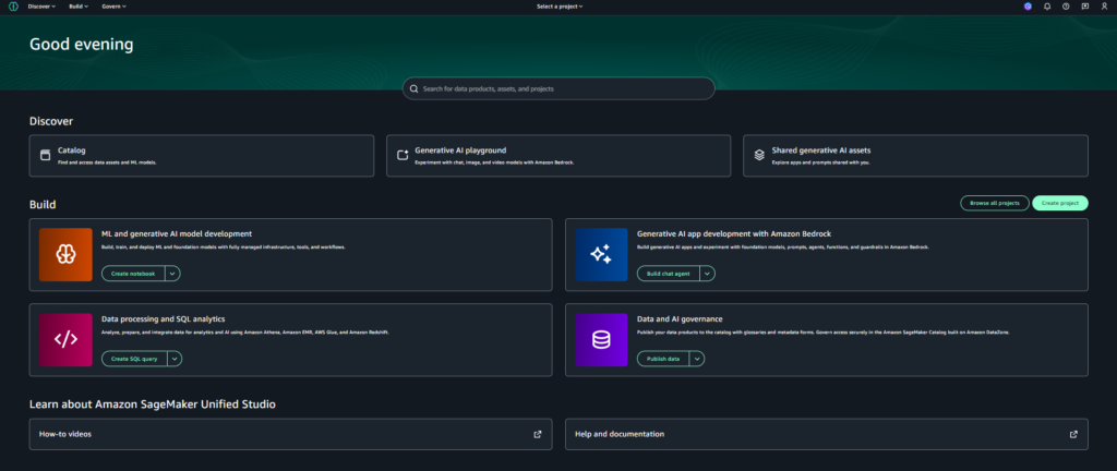 AWS SageMaker Unified Studio Screenshot
