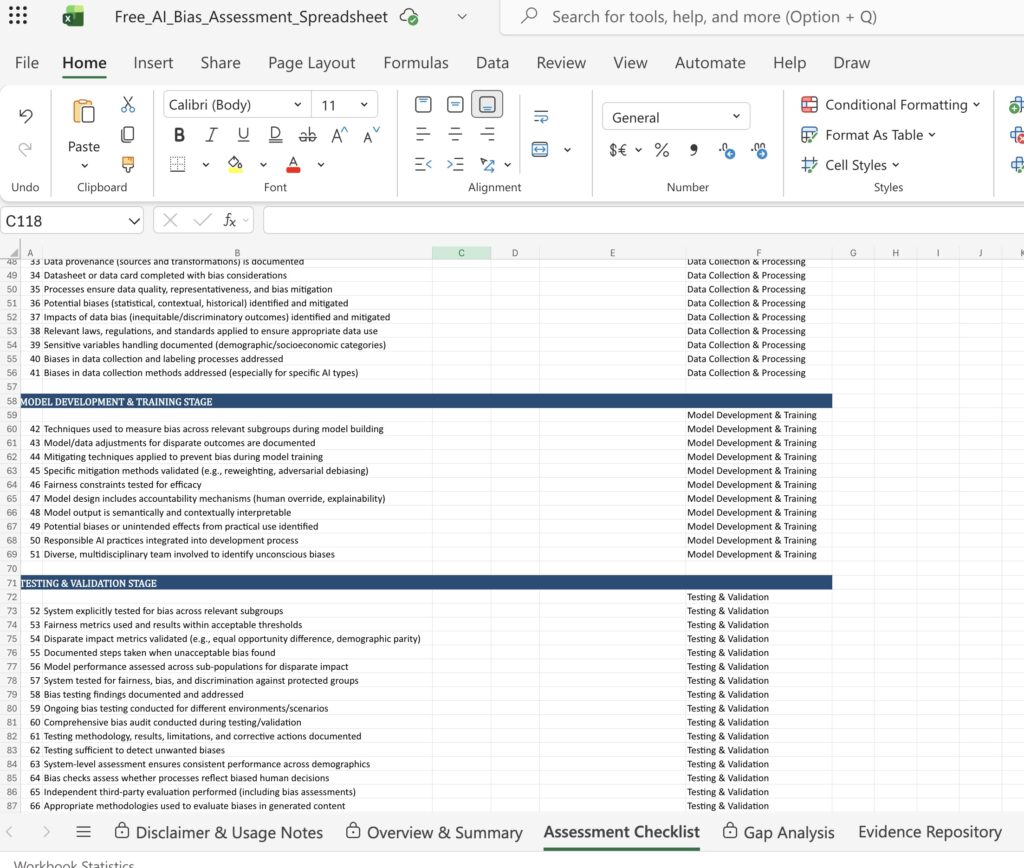 Free AI Bias Assessment Spreadsheet pg3