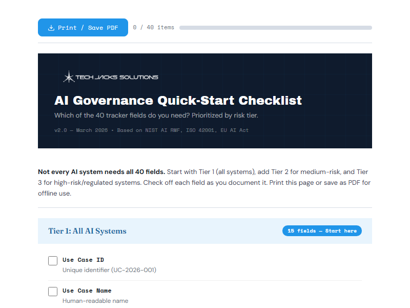 tjs tool preview quick start checklist