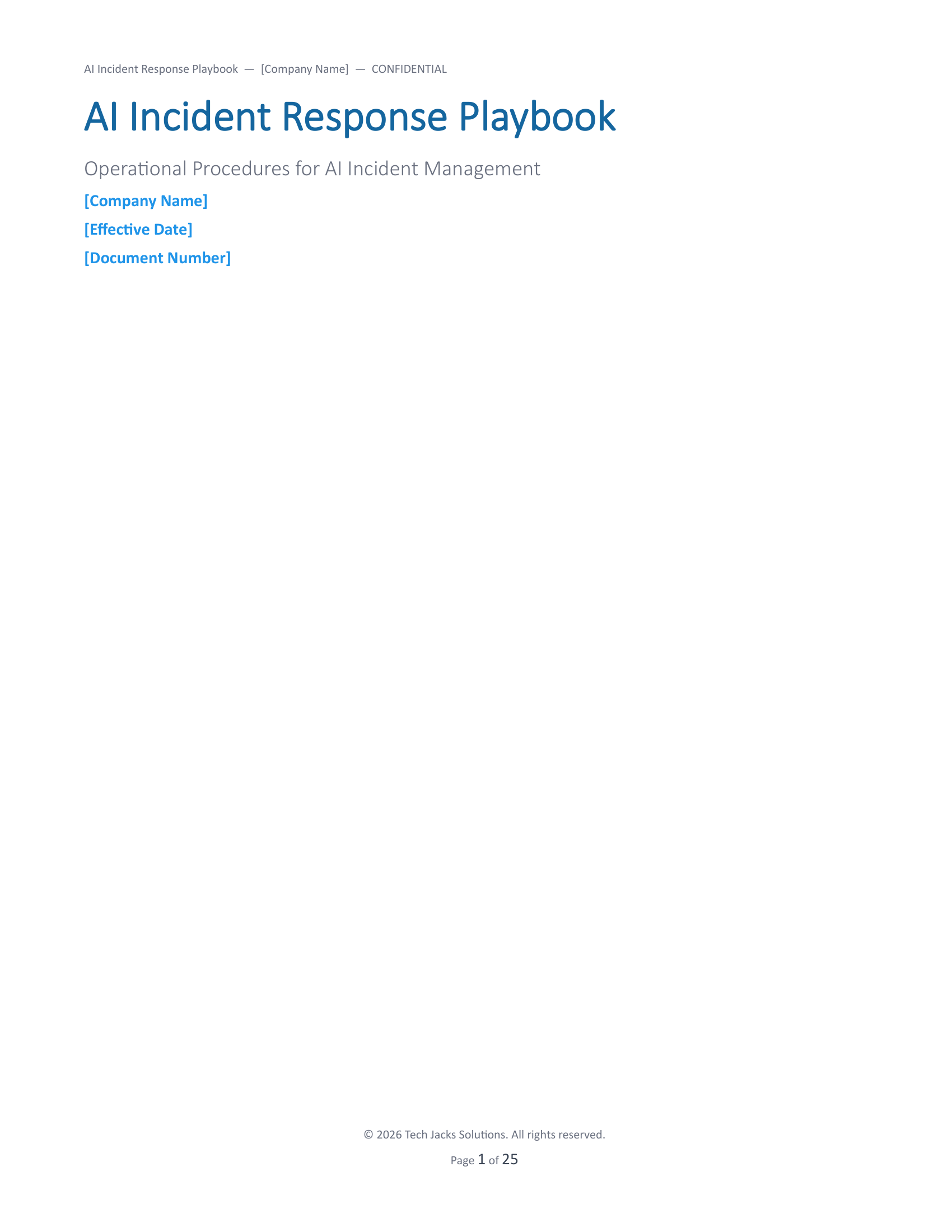 AI Incident Response Playbook Cover Page