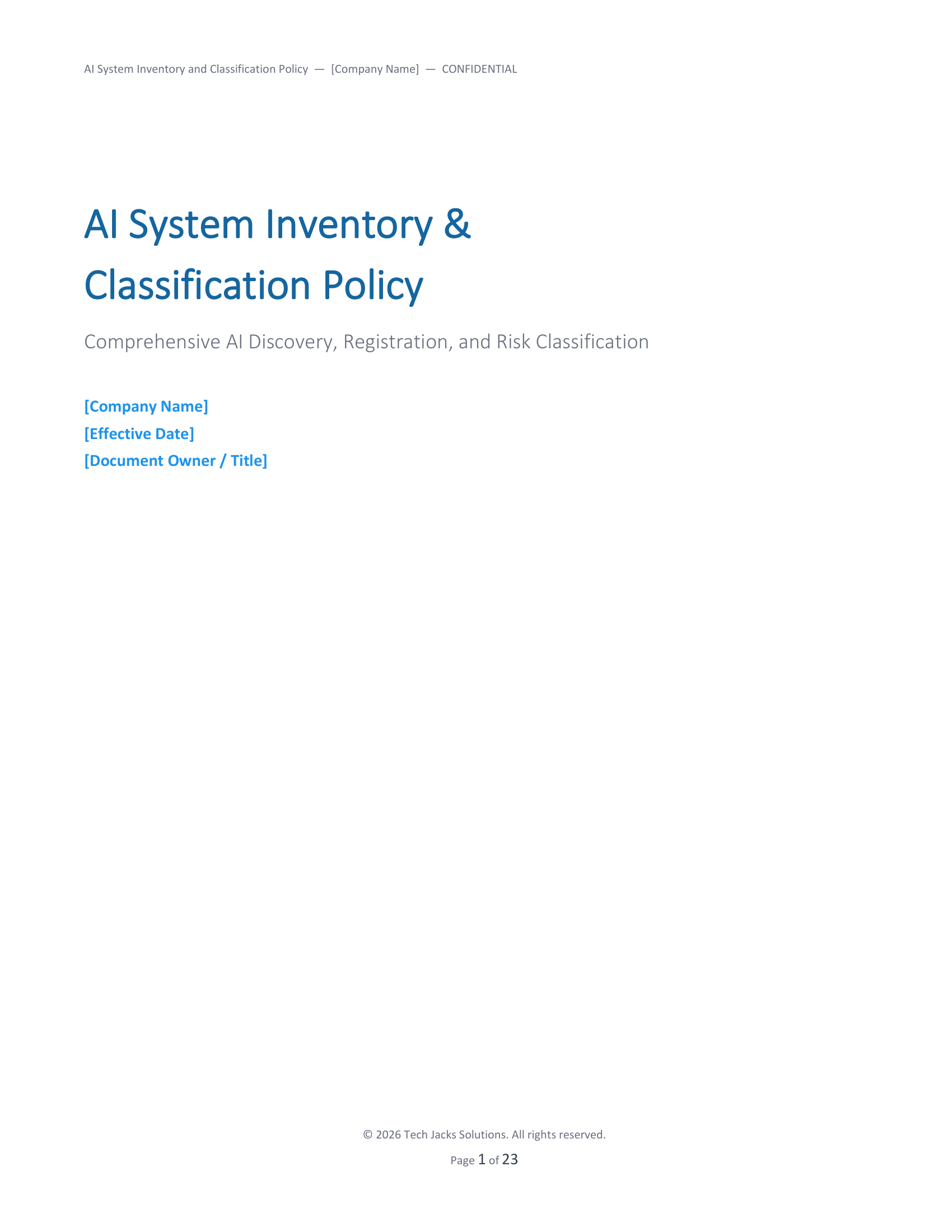 AI System Inventory Policy Cover Page