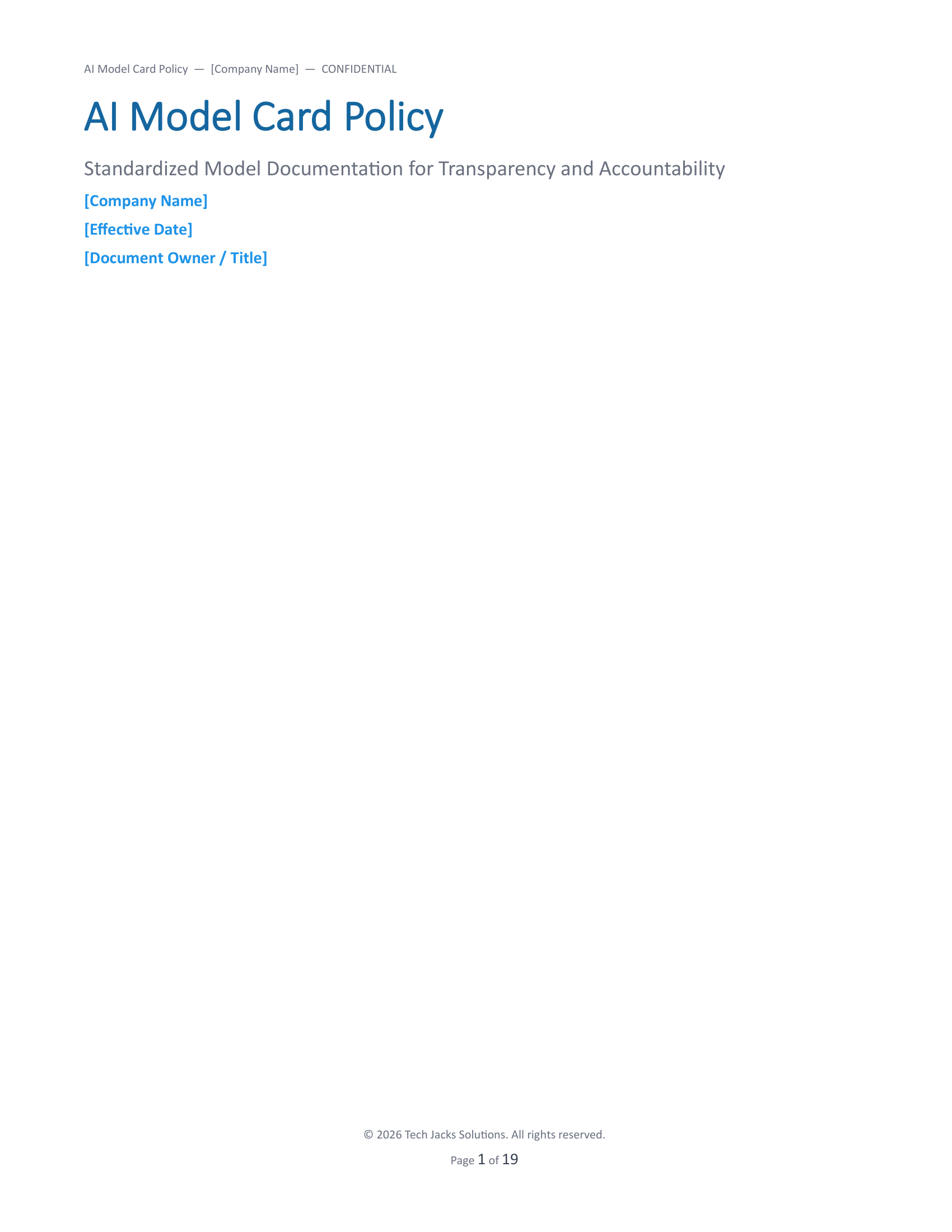 AI model card policy template Cover Page