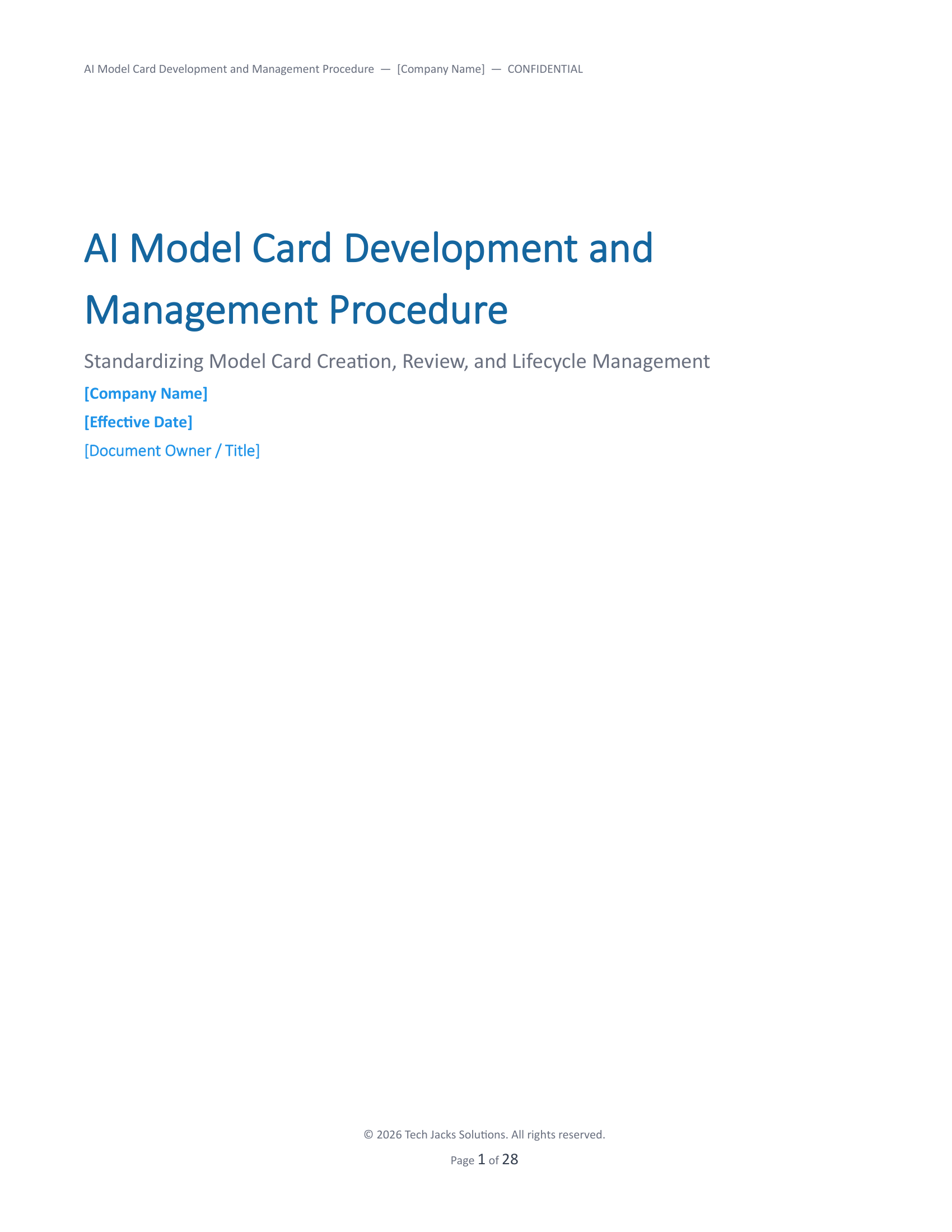 AI model Card development Cover Page