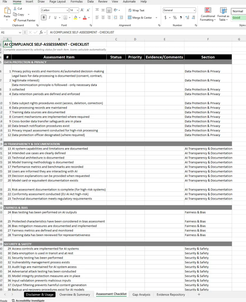 Free AI Compliance Self Assessment pg.2