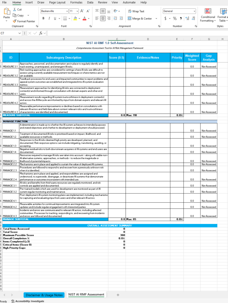 Free NIST AI RMF Self Assessment 4