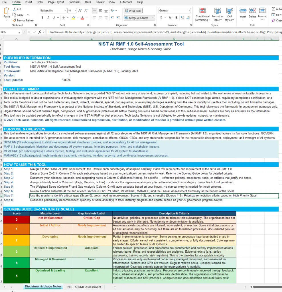 Free NIST AI RMF Self Assessment