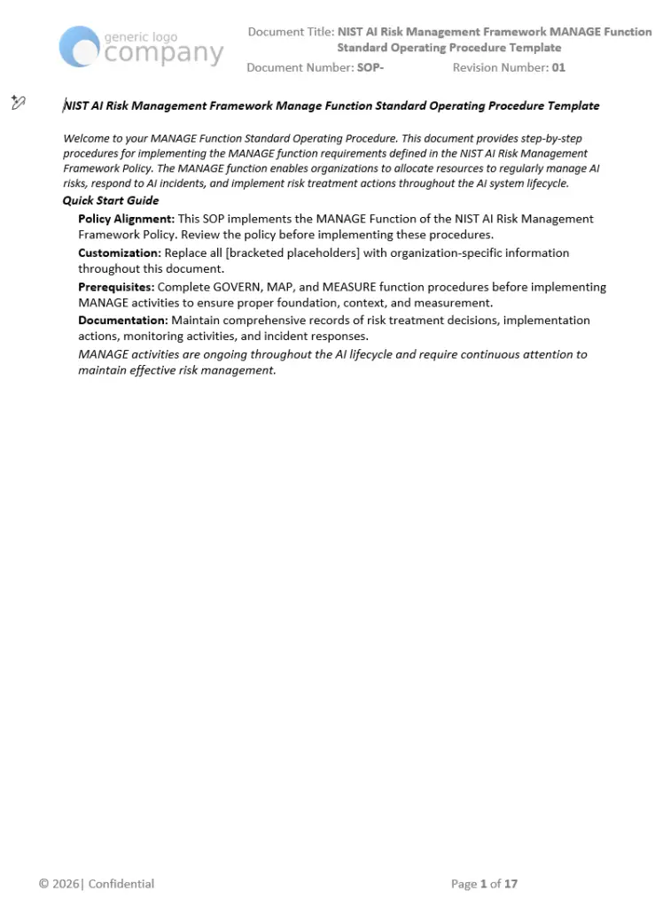 NIST MANAGE Function SOP pg.1