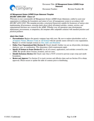 AI Management System (AIMS) Scope Statement Template - ISO Aligned